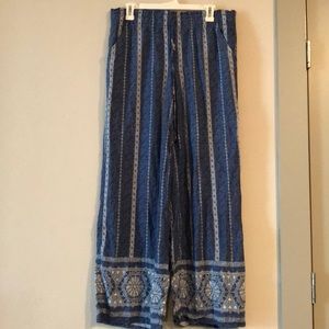 Blue flowy beach cover up pants
